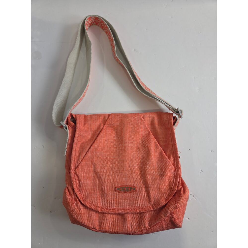 KEEN Crossbody Bag Purse Cross Hatch Coral Canvas Embroidered Strap